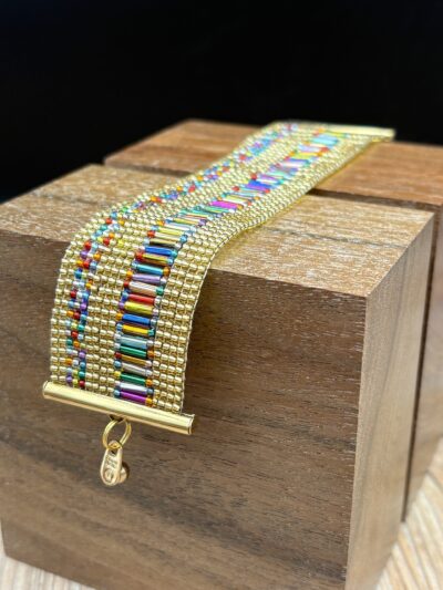 Rainbow and Gold Bracelet by Nancy Leicht NAN263