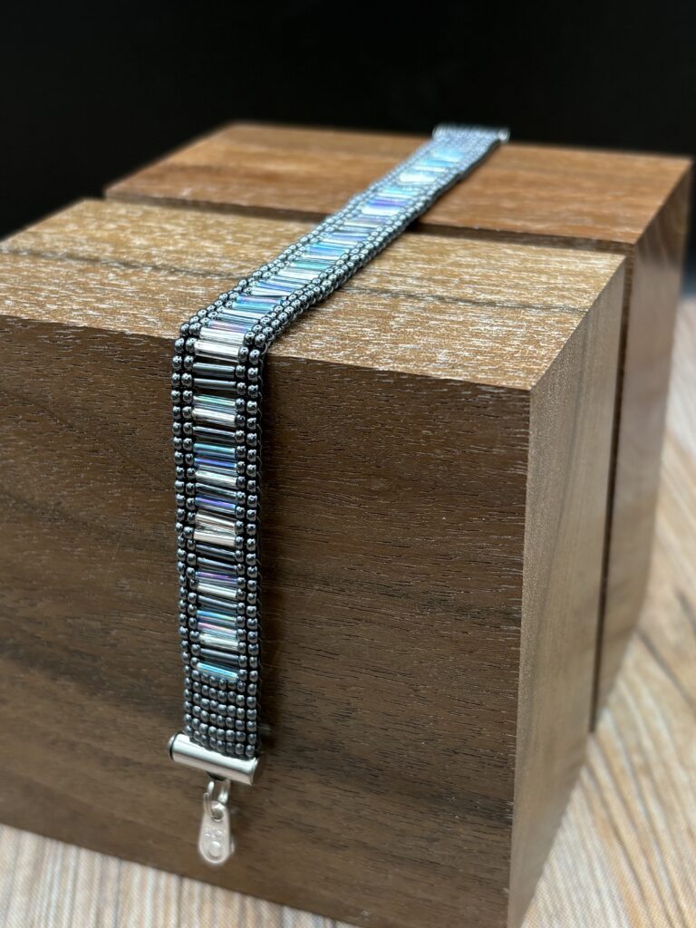 Hematite, Silver and Blue Bracelet by Nancy Leicht NAN267