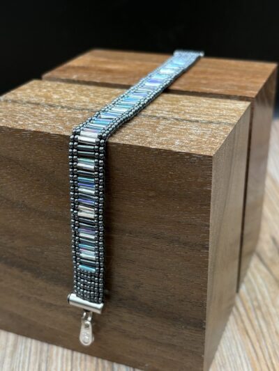 Hematite, Silver and Blue Bracelet by Nancy Leicht NAN267