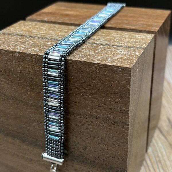 Hematite, Silver and Blue Bracelet by Nancy Leicht NAN267