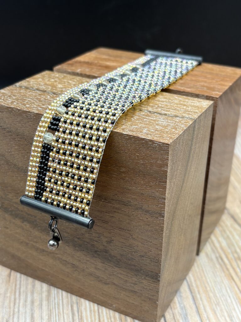 Gold with Black Miyuki and Citrine by Nancy Leicht NANCUF2