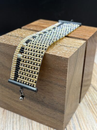 Gold with Black Miyuki and Citrine by Nancy Leicht NANCUF2