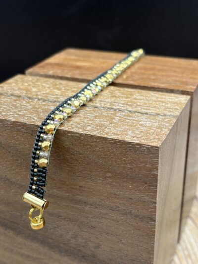 Crystal and Black Beaded Bracelet by Nancy Leicht NANN10