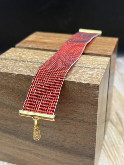 Wide, Red Seed Bead Bracelet by Nancy Leicht NANN3