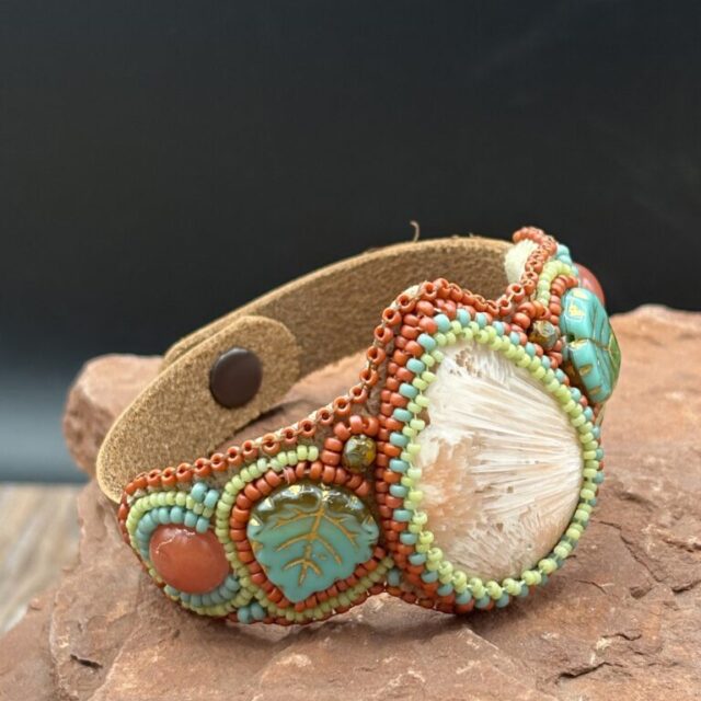 Orange Scolecite with Rose Quartz Cuff by Sue Horine SHC31