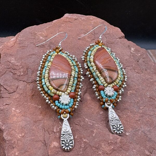 Polychrome and Red Jasper Earrings by Sue Horine SHE61