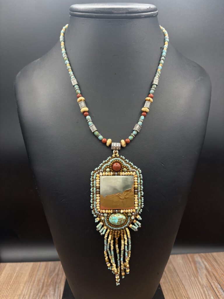 Jasper and Turquoise Beaded Necklace by Sue Horine SHN42