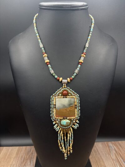 Jasper and Turquoise Beaded Necklace by Sue Horine SHN42