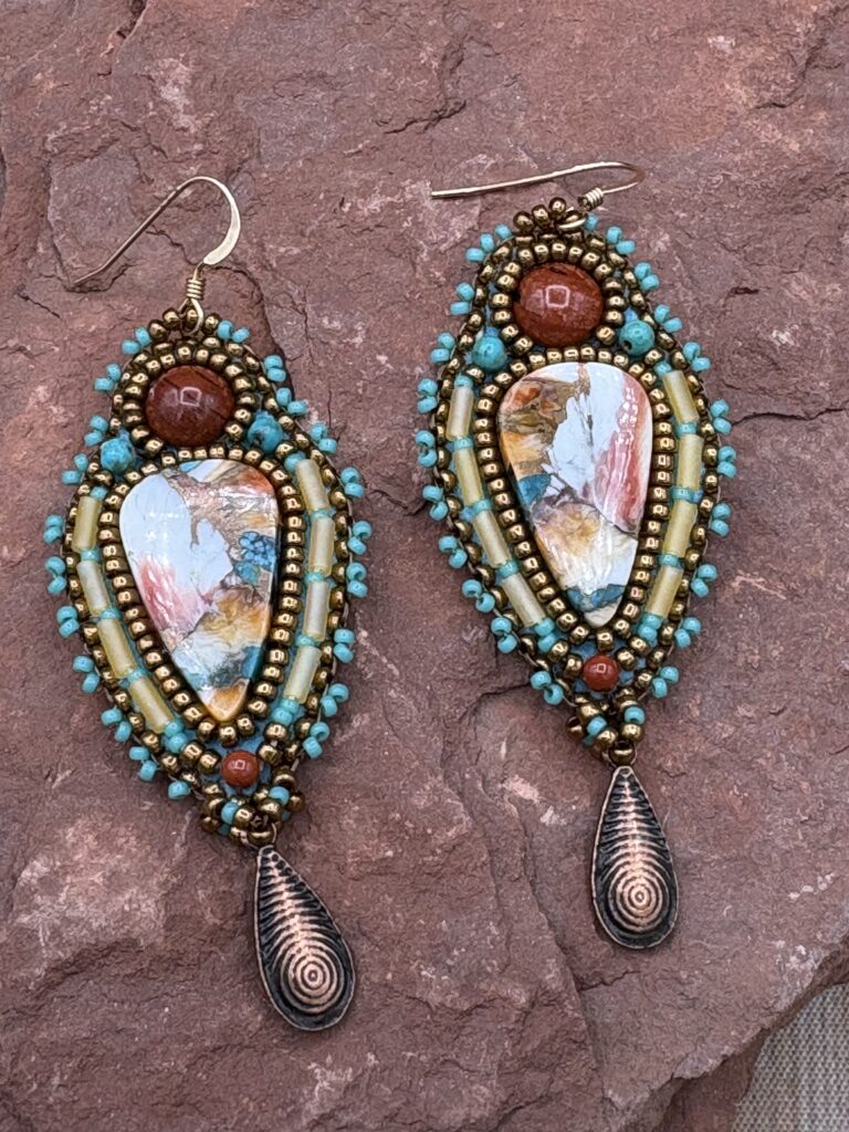 Spiny Oyster with Copper Dangle Earrings by Sue Horine SHE63