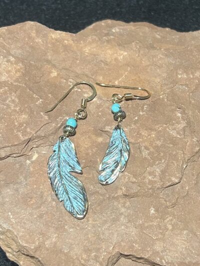 Bronze Feather Earrings by Joan Roberts
