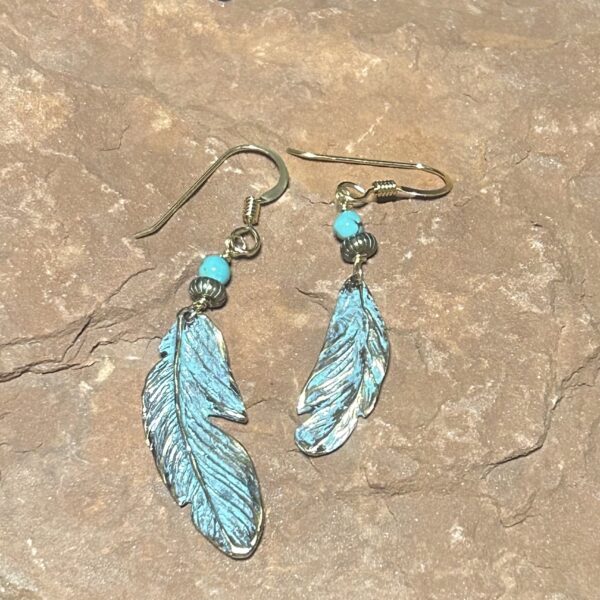 Bronze Feather Earrings by Joan Roberts