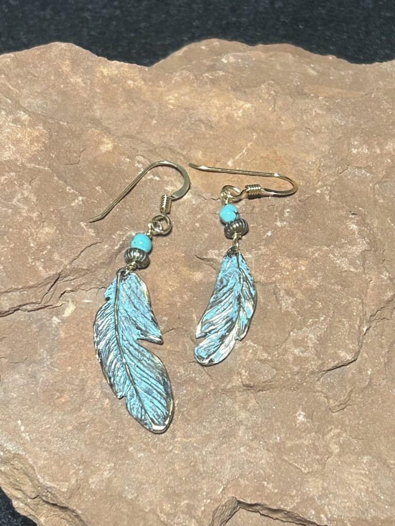 Bronze Feather Earrings by Joan Roberts