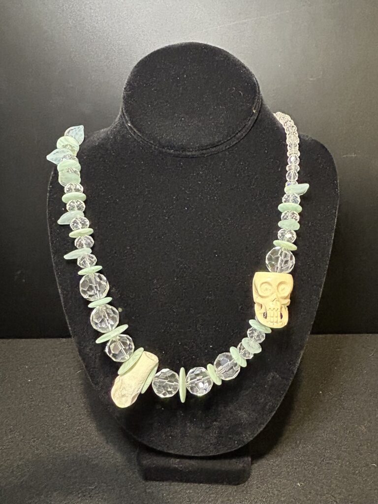 Deer Bone with Glass Beads Necklace by Smokey Cruz