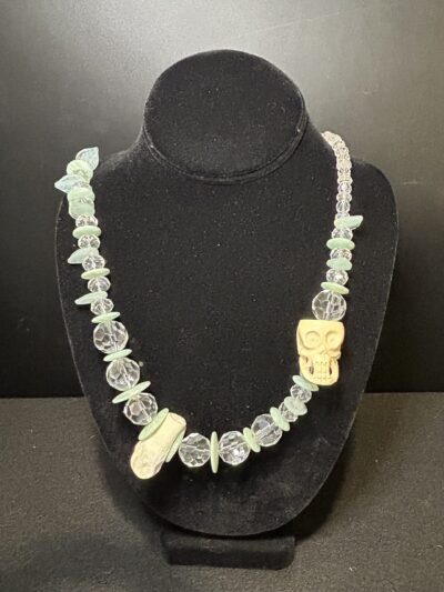 Deer Bone with Glass Beads Necklace by Smokey Cruz