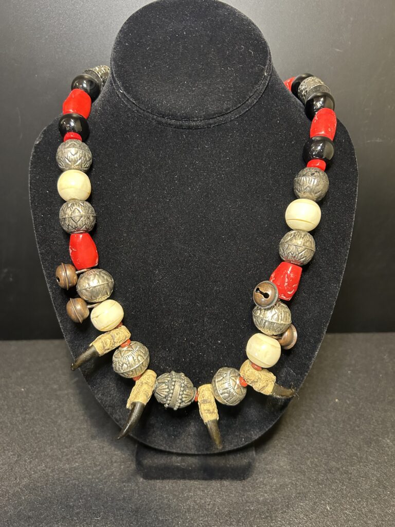 Eagle Talon with Coral and Bones Necklace by Smokey Cruz