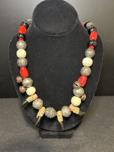 Eagle Talon with Coral and Bones Necklace by Smokey Cruz