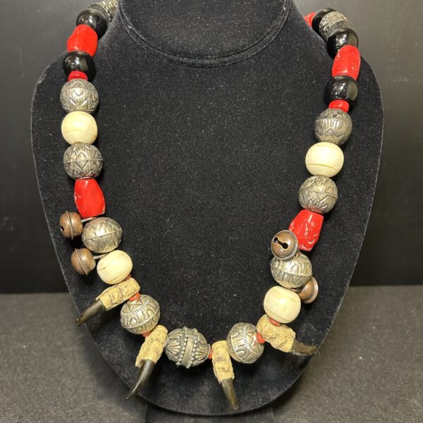 Eagle Talon with Coral and Bones Necklace by Smokey Cruz