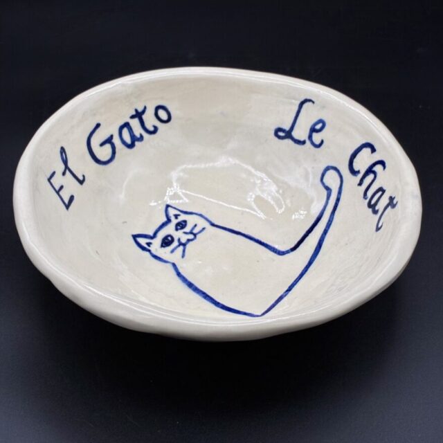 Large Cat Bowl by V. Norton