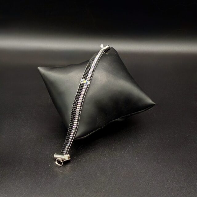 Black and Rainbow Silver Band with Swarovski Crystal Focal NAN APR 30-11 by Nancy Leicht