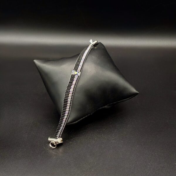 Black and Rainbow Silver Band with Swarovski Crystal Focal NAN APR 30-11 by Nancy Leicht