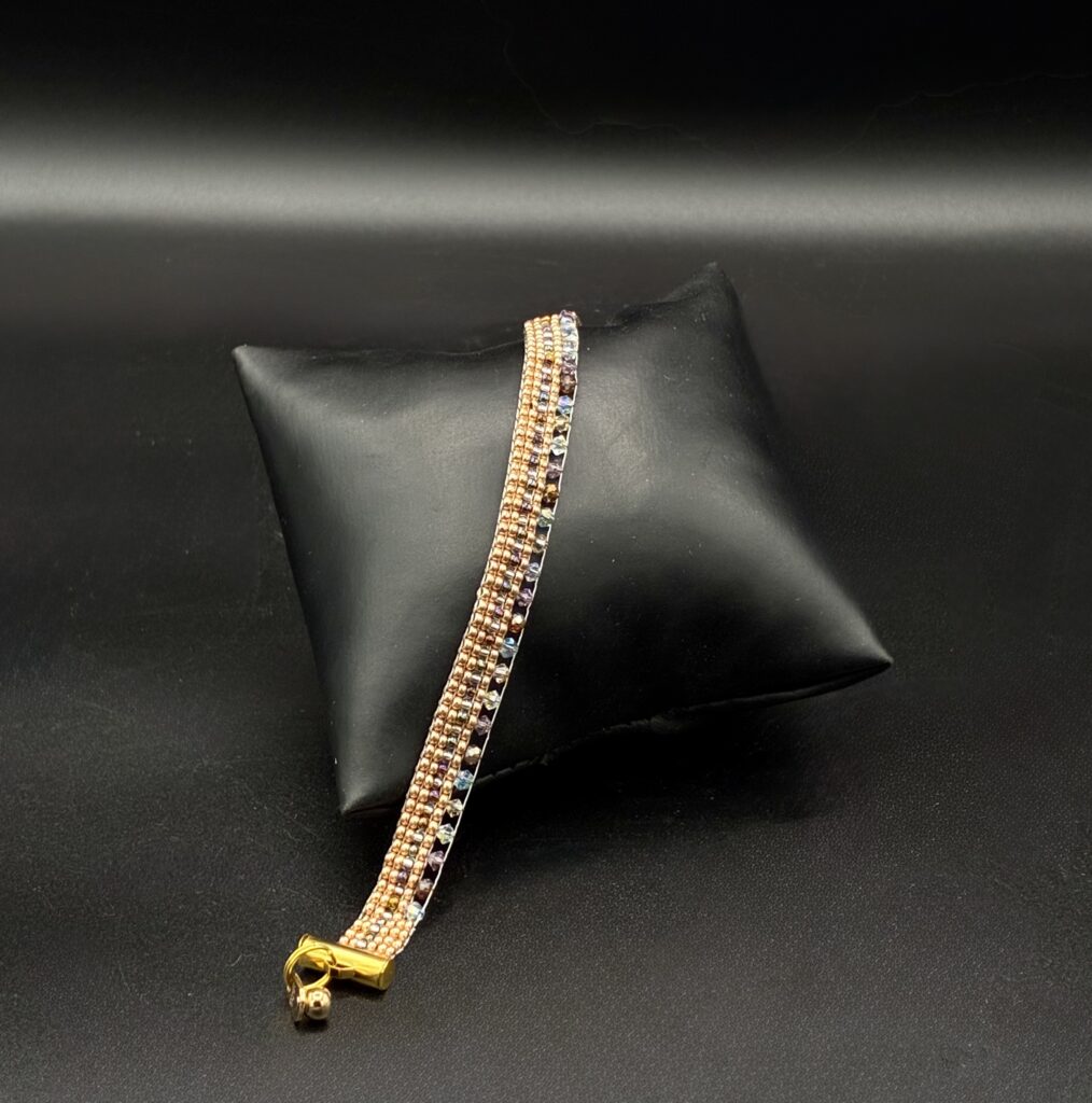 Rose Gold Seed Beads with Swarovski Side Focals NAN APR 30-12 by Nancy Leicht