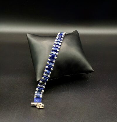 Lapis Lazuli & Matte Silver Glass Cubes by Nancy Leicht NAN APR 30-15