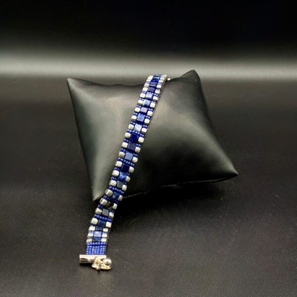 Lapis Lazuli & Matte Silver Glass Cubes by Nancy Leicht NAN APR 30-15