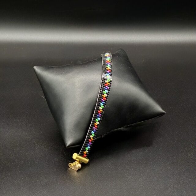 Mini Band Rainbow Dashes Swarovski Crystal Focal by Nancy Leicht NAN APR 30-8