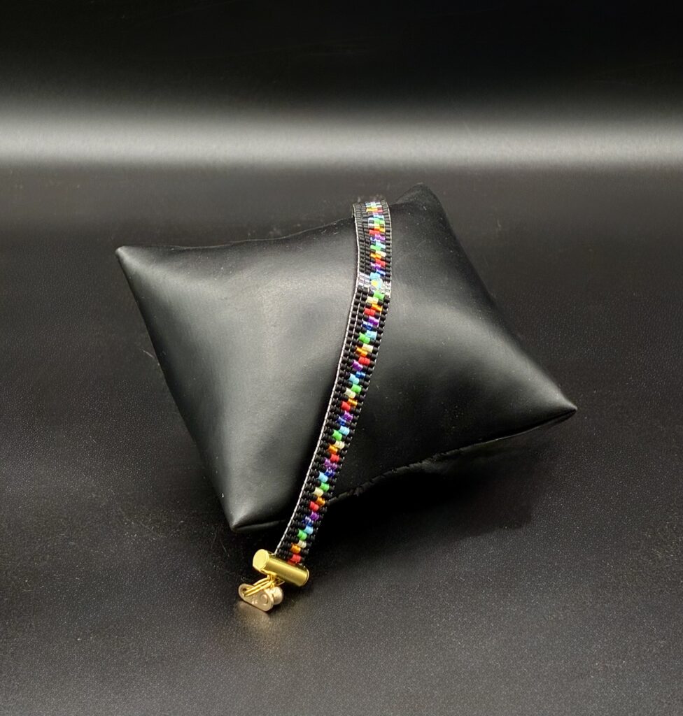 Mini Band Rainbow Dashes Swarovski Crystal Focal by Nancy Leicht NAN APR 30-8