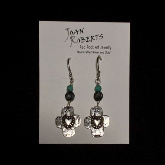 Sterling Silver Turquoise Heart Earrings by Joan Roberts