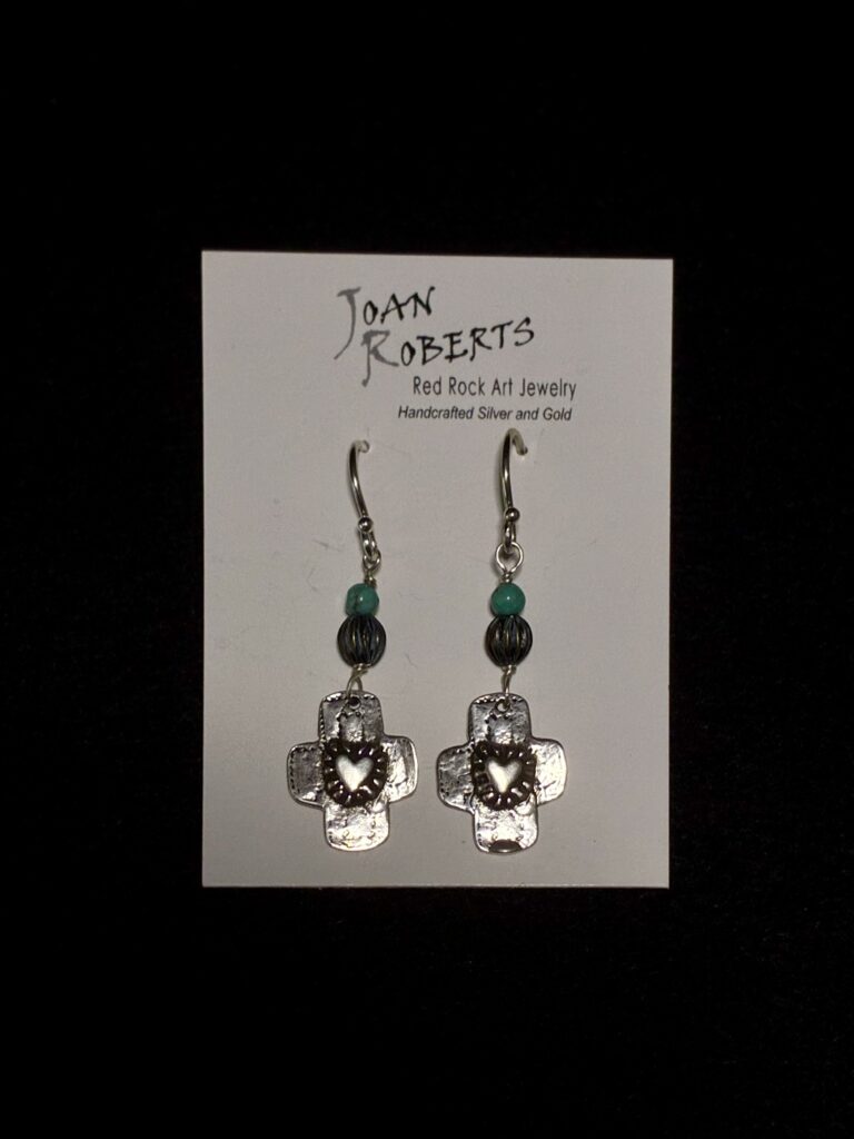 Sterling Silver Turquoise Heart Earrings by Joan Roberts
