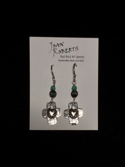Sterling Silver Turquoise Heart Earrings by Joan Roberts