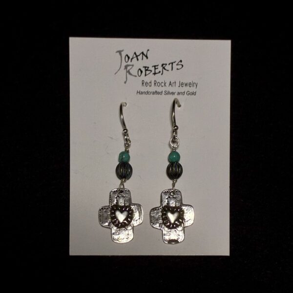 Sterling Silver Turquoise Heart Earrings by Joan Roberts