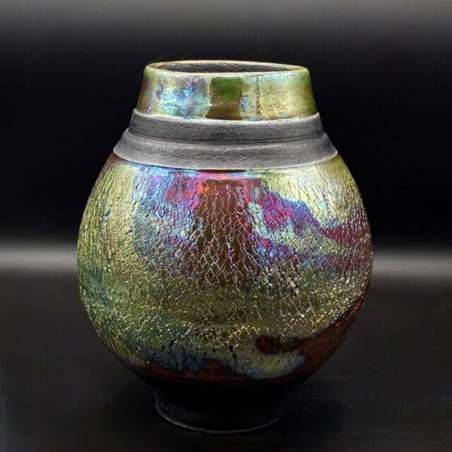 Shiny Raku Vase by Sharon Penchina