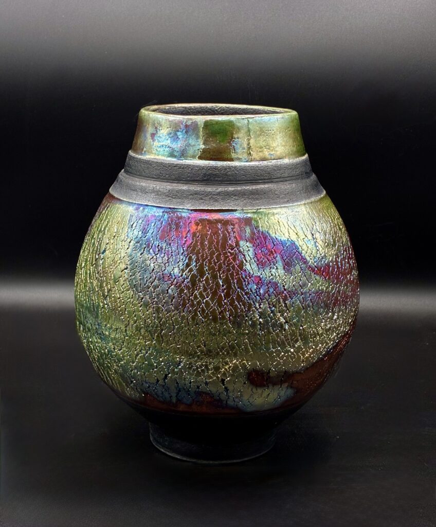 Shiny Raku Vase by Sharon Penchina