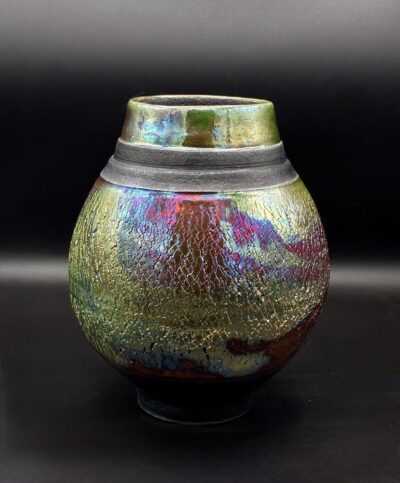 Shiny Raku Vase by Sharon Penchina