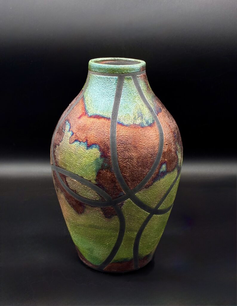Raku Vase Tall by Sharon Penchina
