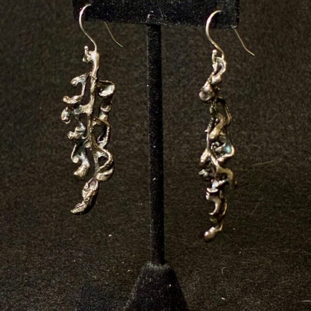Dusty Miller Leaf Earrings by Kristine Mills