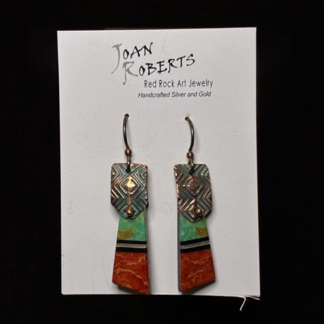 Copper Zuni Inlay Earrings by Joan Roberts