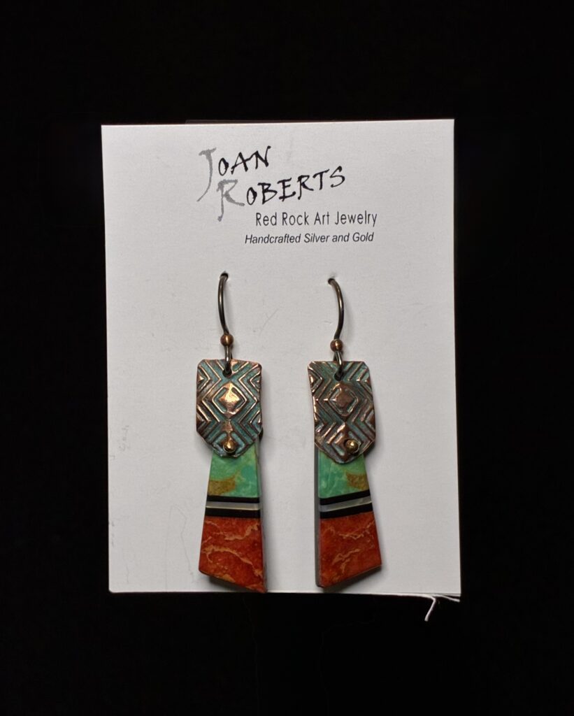 Copper Zuni Inlay Earrings by Joan Roberts