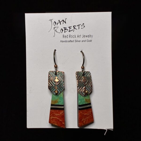 Copper Zuni Inlay Earrings by Joan Roberts