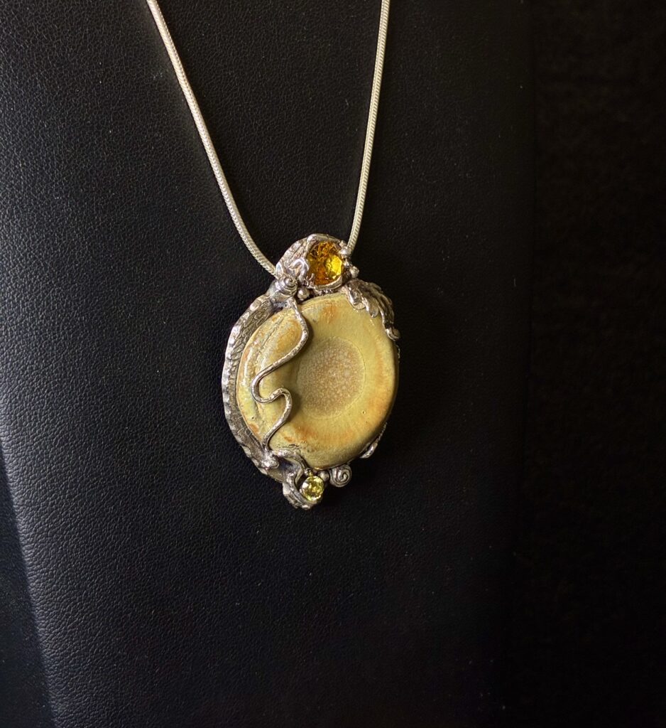 Fine Silver Ceramic Necklace by Joan Roberts