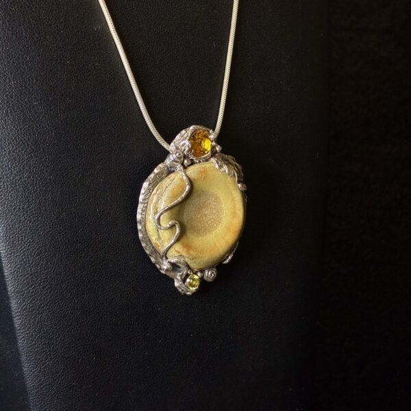 Fine Silver Ceramic Necklace by Joan Roberts