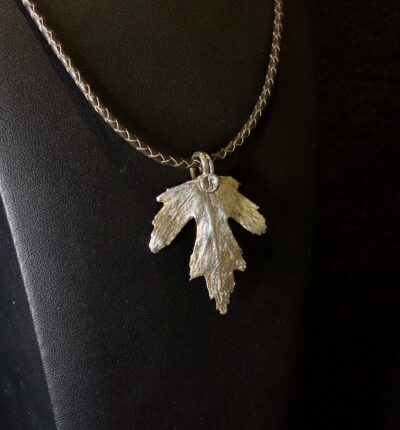 Fine Silver, Maple Leaf, Fresh Water Pearl Necklace by Joan Roberts