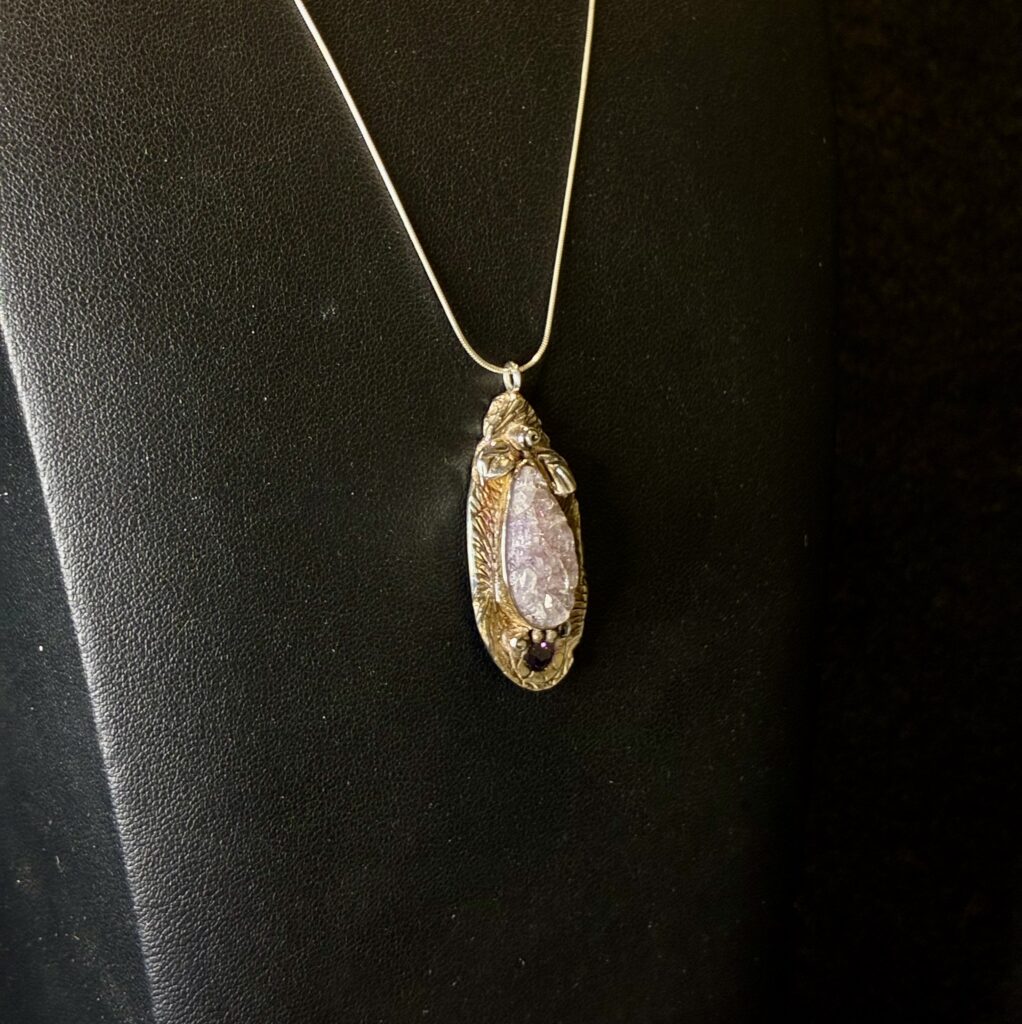 Fine Silver Amethyst Crystal Necklace by Joan Roberts