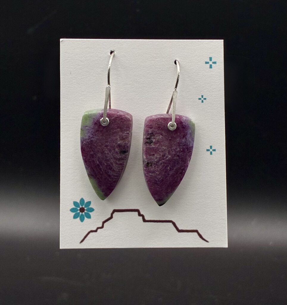 Ruby in Zoisite Sterling Silver Earrings by Nancy Foo