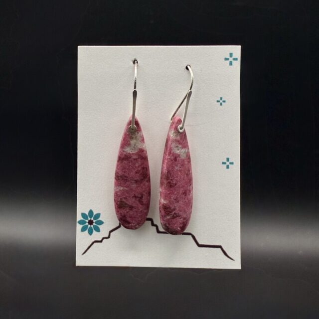 “Tapestry of Roses” Thulite Teardrop Earrings by Nancy Foo
