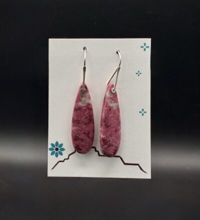 "Tapestry of Roses" Thulite Teardrop Earrings by Nancy Foo