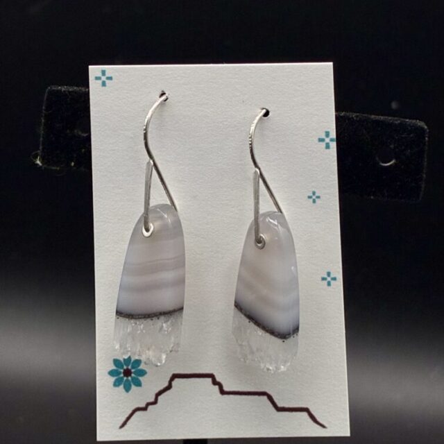 Drusy Quartz on Agate Earrings by Nancy Foo