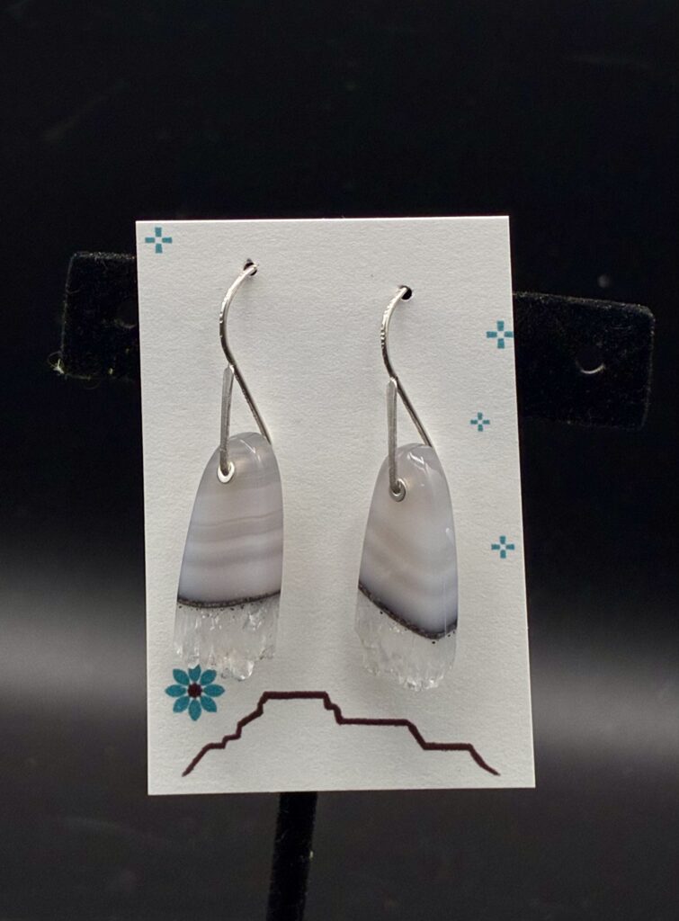 Drusy Quartz on Agate Earrings by Nancy Foo